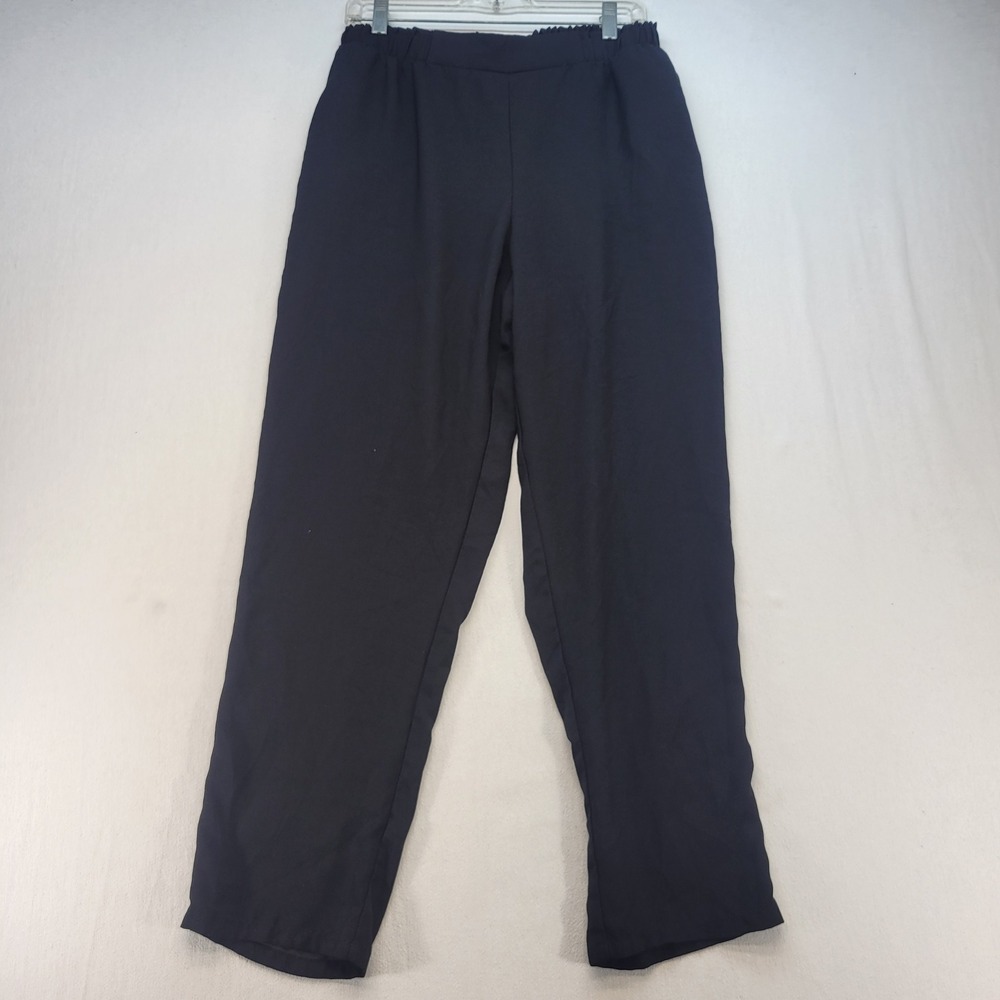 Ophelia Roe Pull On Pants Womens Large Black Straight Leg Elastic Waist